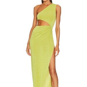 One-Shoulder chartreuse Micheal Costello Dress